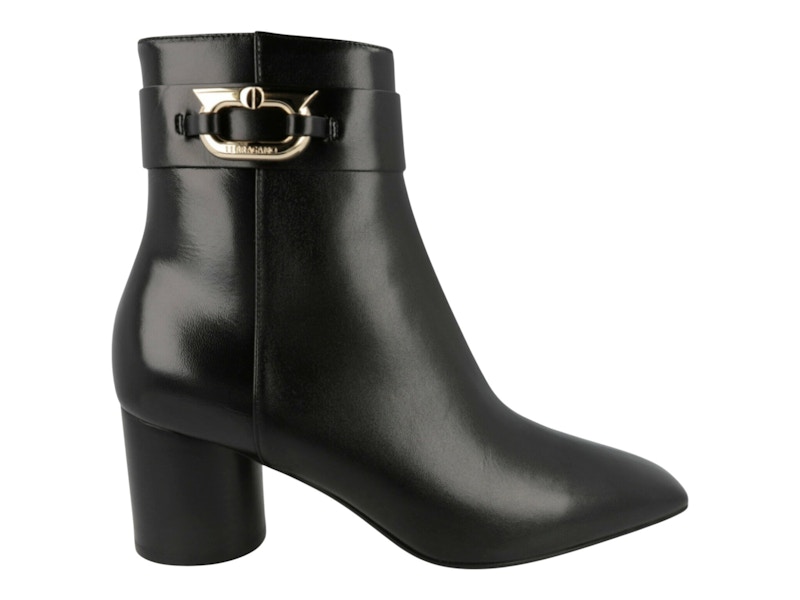 Pre-owned Ferragamo Placida Leather Booties (women's) Sneakers In Black