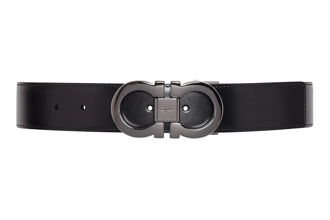 Pre-owned Ferragamo Reversible And Adjustable Gancini Belt Black/auburn