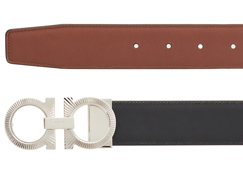 Ferragamo Reversible And Adjustable Gancini Belt Black/Big Sur Soil