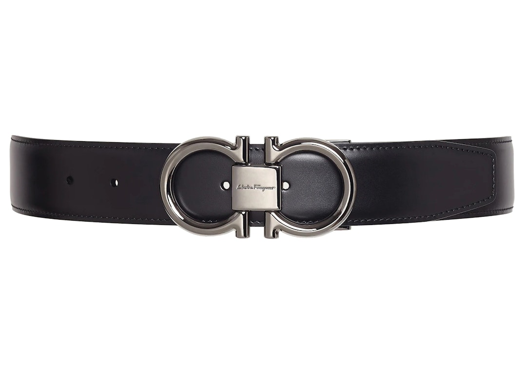 Pre-owned Ferragamo Reversible And Adjustable Gancini Belt Black/hickory