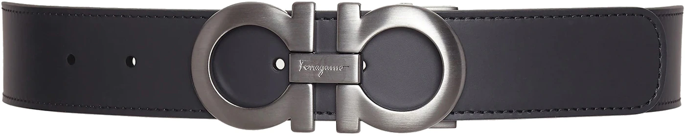 Ferragamo Reversible And Adjustable Gancini Belt 675542 464231 Black/Dark  Brown in Calfskin Leather with Ruthenium - US