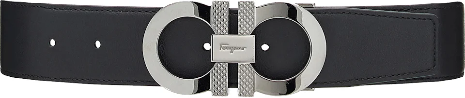 Ferragamo Reversible And Adjustable Gancini Belt Ruthenium Black/Vicuna in  Calfskin Leather with Silver-tone - US