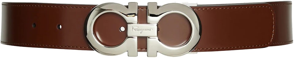 Double Adjustable Gancini Buckle Leather Belt