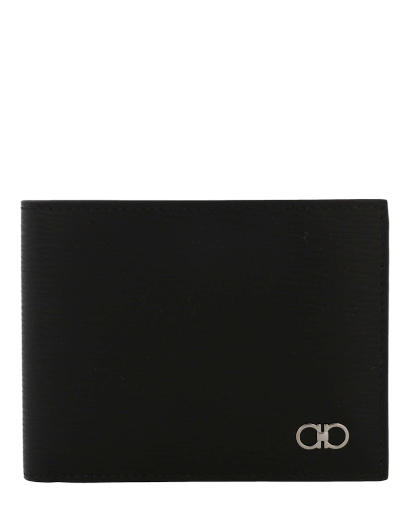 Pre-owned Ferragamo Men's Revival Leather Bifold Wallet In Black