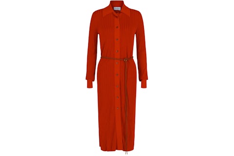 Ferragamo Ribbed Knit Midi Dress Orange - SS25 - US Ferragamo Ribbed Knit Midi Dress Orange - SS25 - US