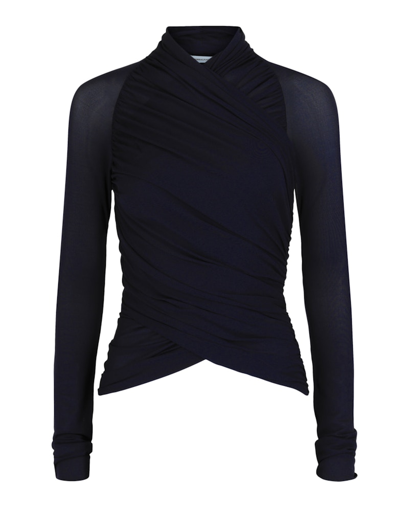 Top a maniche lunghe con ruches Ferragamo blu