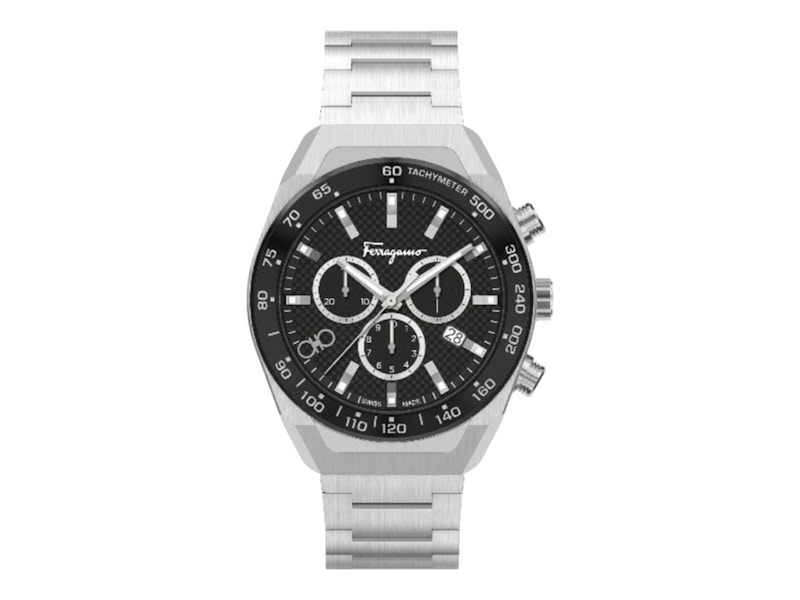 Pre-owned Ferragamo Men's  Slx Chronograph Sfhr00623 Watch In Stainless Steel In Silver