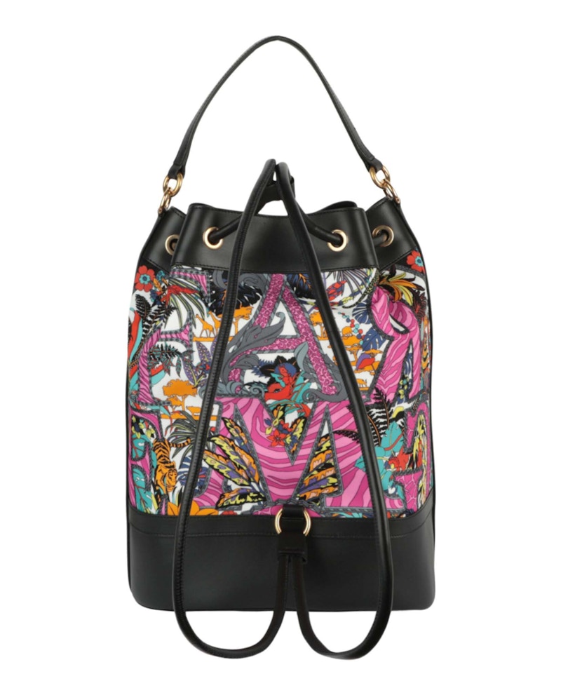 Ferragamo Safari-Print Leather-Trim Backpack Multi