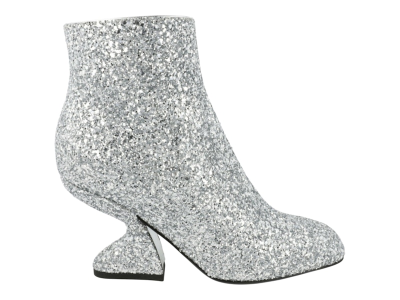 FERRAGAMO Pre-owned Sal 85 Glitter Ankle Booties (women's) Sneakers In Silver