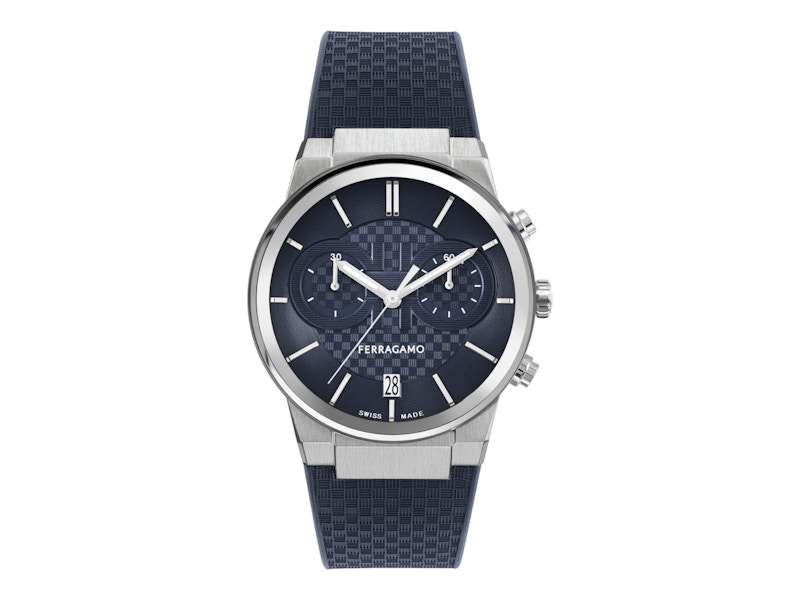 Pre-owned Ferragamo Men's Sapphire Chrono Sfme00923 Watch In Stainless Steel In Silver