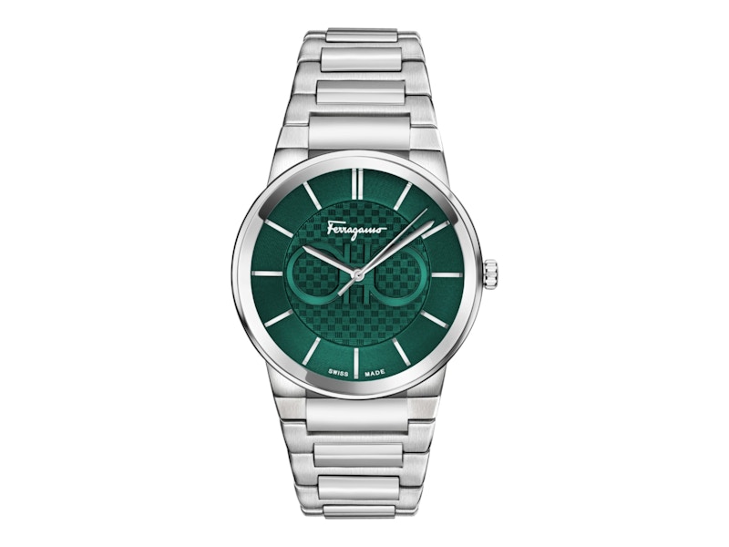 Pre-owned Ferragamo Men's  Sapphire Sfhp01224 Watch In Stainless Steel In Silver