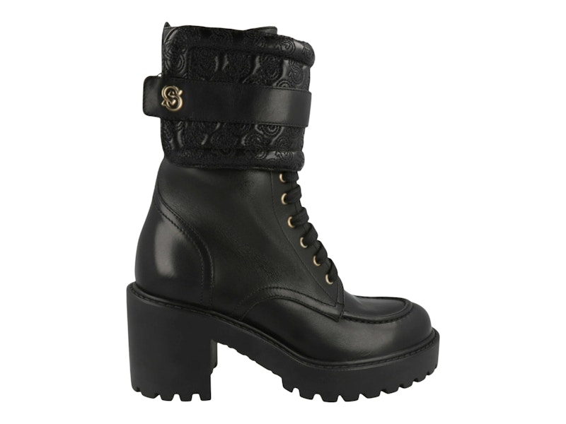 Pre-owned Ferragamo Shiraz Leather Combat Boots (women's) Sneakers In Black