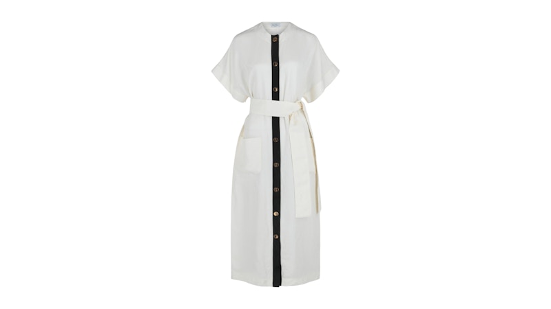 【2024年製 新品】 Short-Sleeve Ferragamo Belted US - SS25 - White Dress Maxi ワンピース