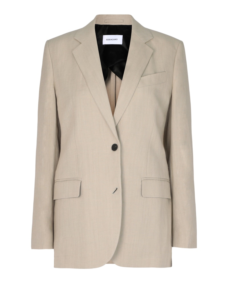Ferragamo Single Breasted Blazer Bone