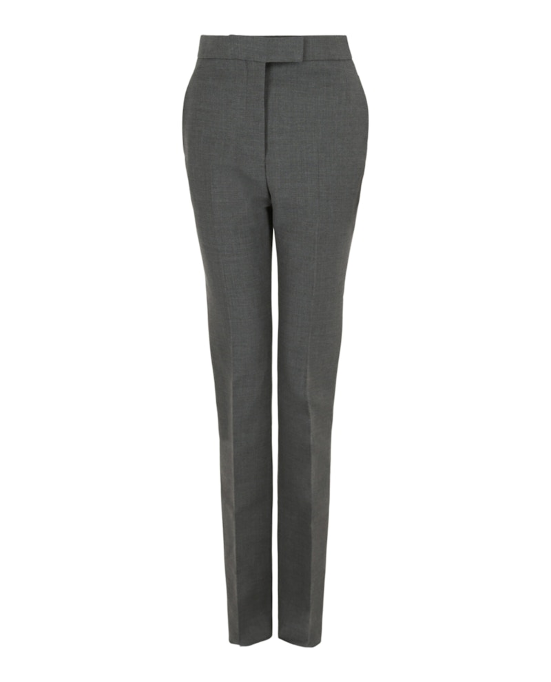 Pre-owned Ferragamo Women's  Straight Leg Wool Trousers In Grey In Gray