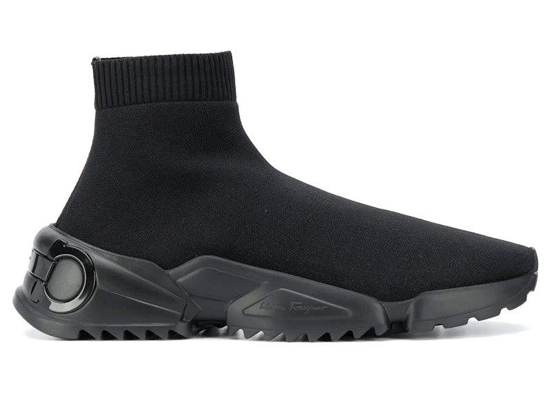 Pre-owned Ferragamo Men's  Stretchknit Sneakers In Black