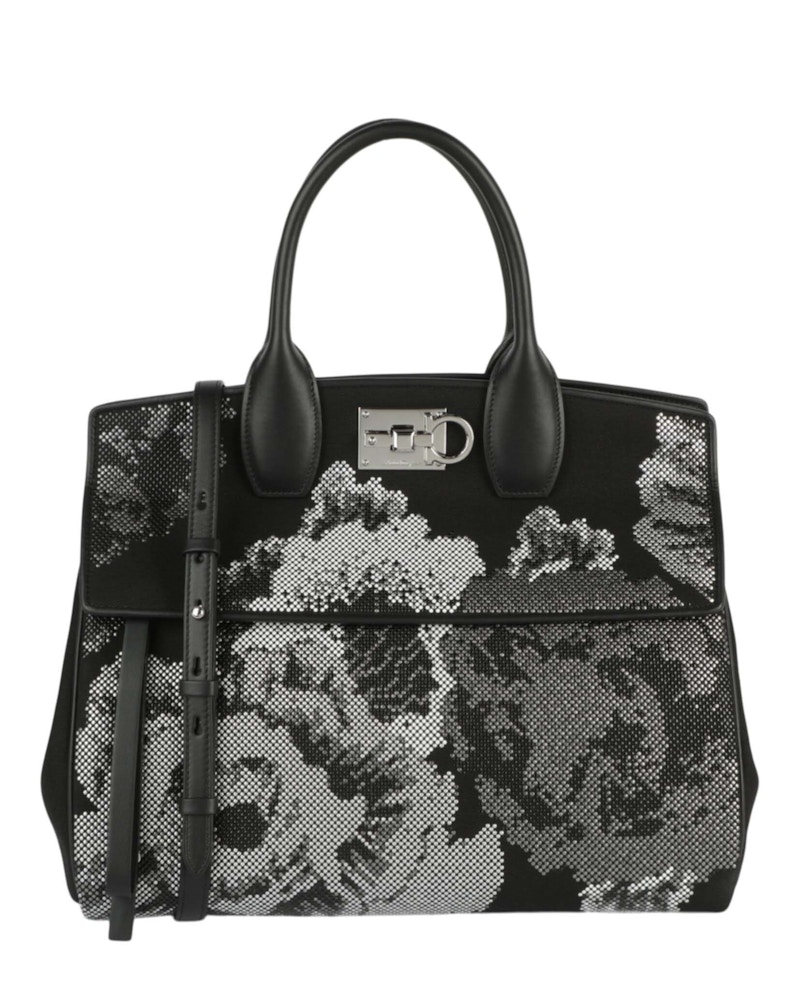 Ferragamo Studded Flower Soft Studio Shoulder Bag Multi