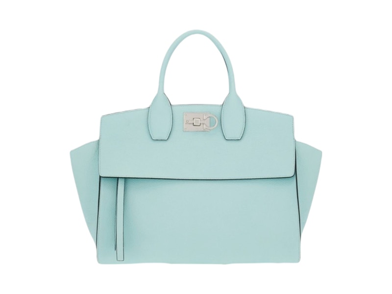 Pre-owned Ferragamo Women's  Studio Soft Shoulder Bag In Light Blue