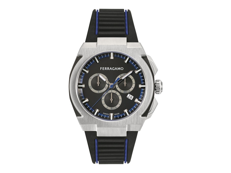 Pre-owned Ferragamo Men's  Supreme Chrono Sfk200123 Watch In Stainless Steel In Silver