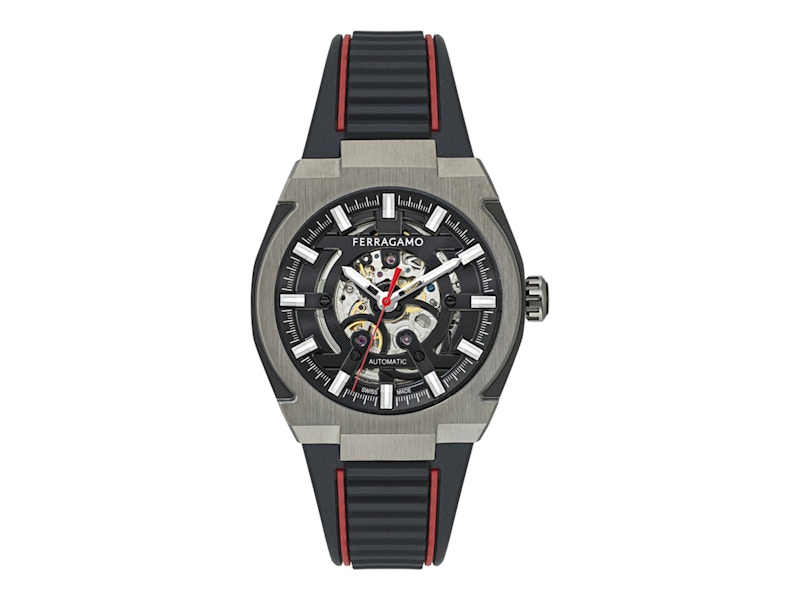Pre-owned Ferragamo Men's Supreme Skeleton Automatic Sfta00124 Watch In Stainless Steel In Silver