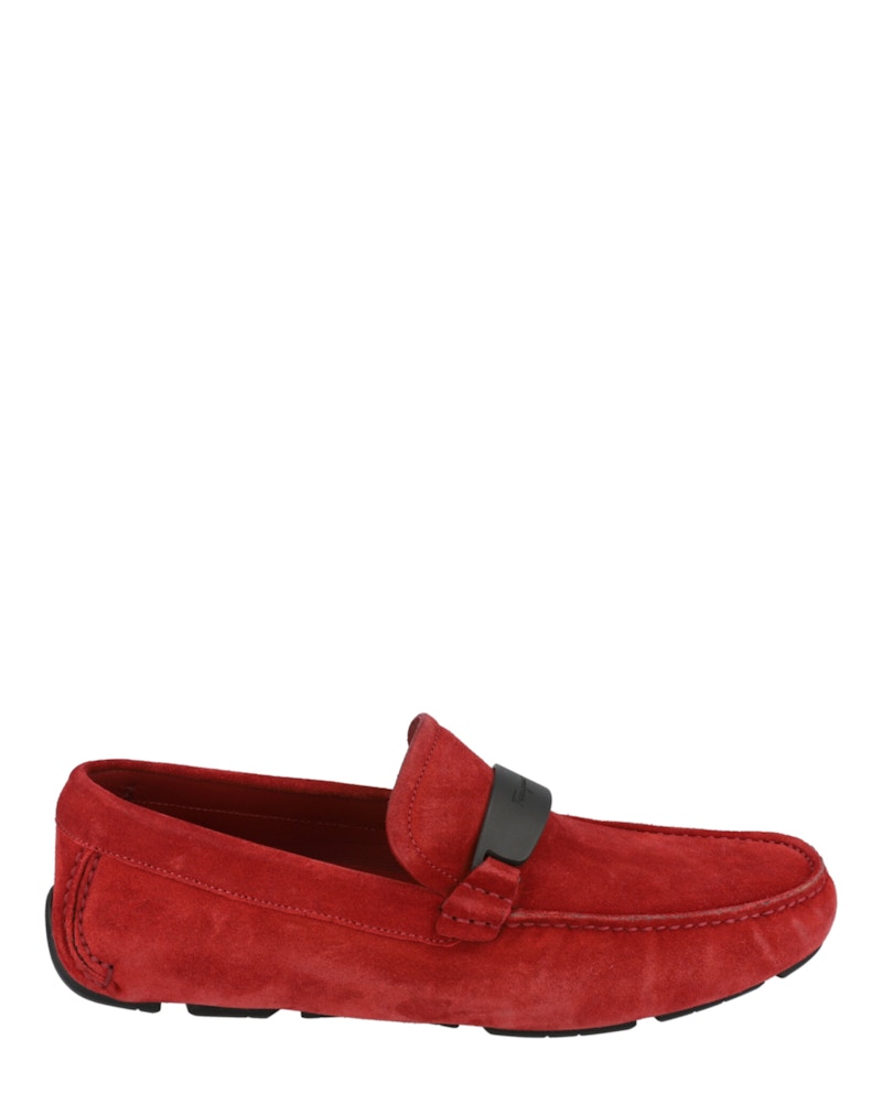 Ferragamo Switch Suede Drivers Red