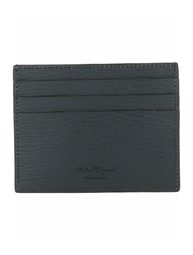 Ferragamo Textured Gancini Card Holder Dark Blue