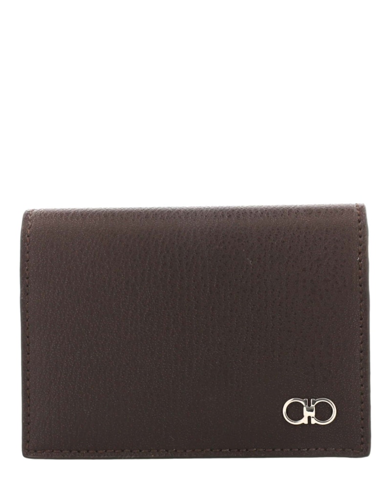 Pre-owned Ferragamo Men's Textured Gancini Wallet In Brown