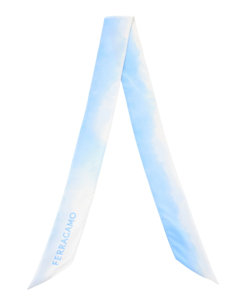 Pre-owned Ferragamo Women's  Tiedye Silk Bandeau In Blue