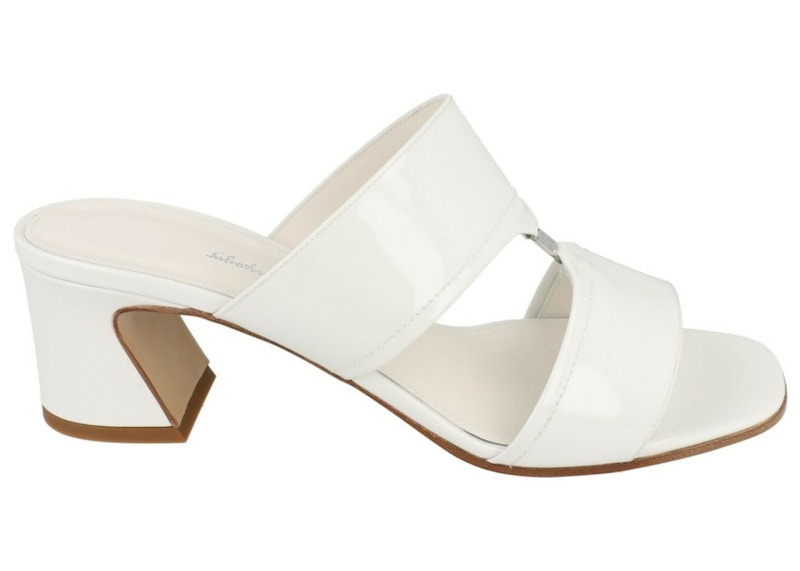 Ferragamo Tot 55 Patent Leather Sandals (Women's) Sneakers in White