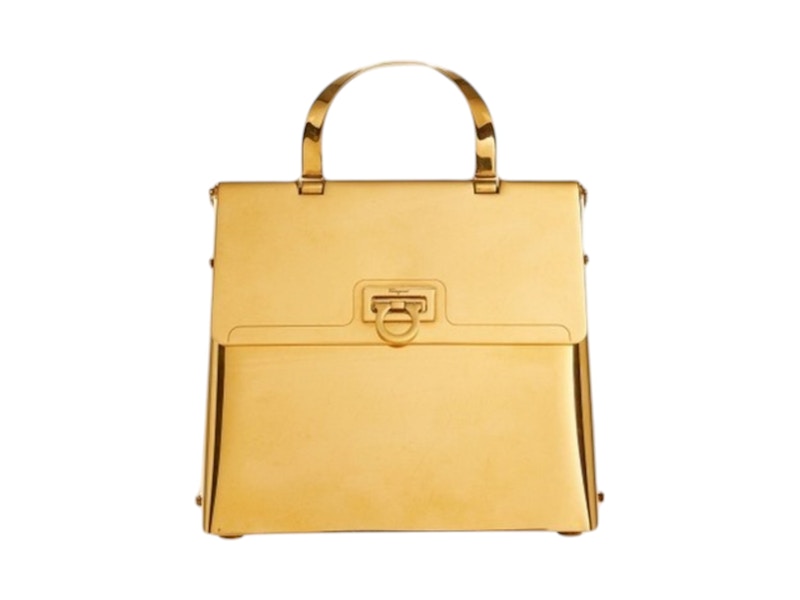 Pre-owned Ferragamo Women's Trifolio Small Handbag In Gold