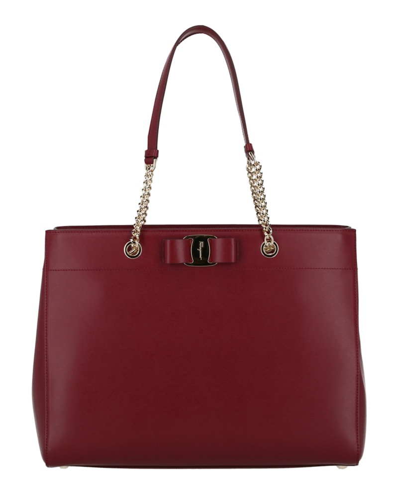 Ferragamo Vara Bow Smooth Leather Tote Carmine in Leather - US