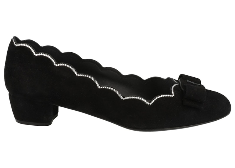 Ferragamo Vara Studded Scalloped Suede Pumps (Narrow Width) (Women's) Sneakers in Black
