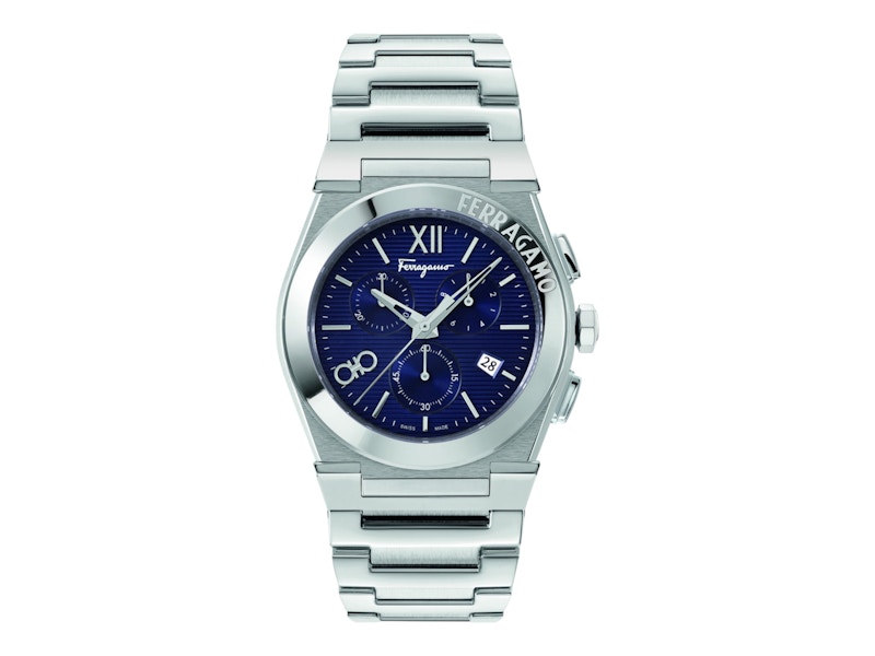 Pre-owned Ferragamo Men's Vega Chrono Sfmr00422 Watch In Stainless Steel
