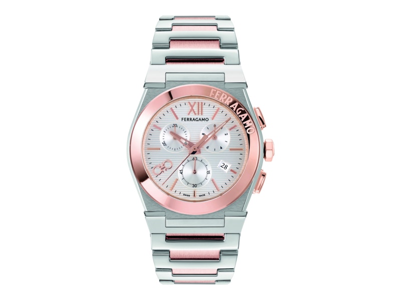 Pre-owned Ferragamo Men's  Vega Chrono Sfmr01624 Watch In Stainless Steel