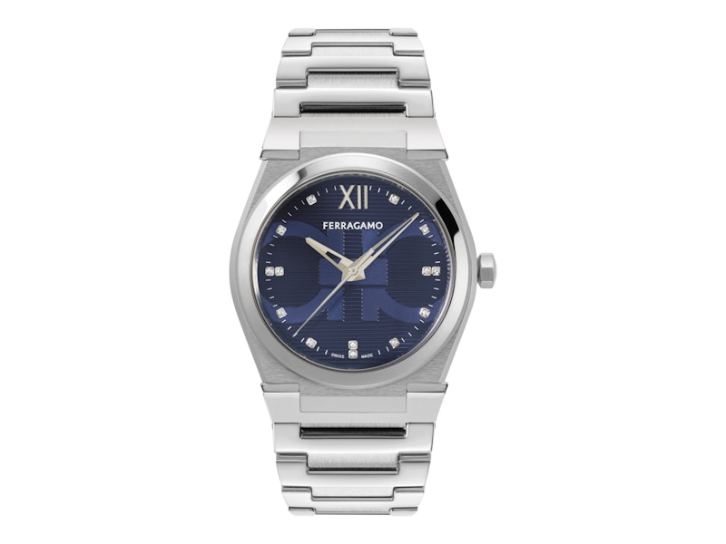 Pre-owned Ferragamo Men's  Vega Holiday Capsule Diamond Sfyf01023 Watch In Stainless Steel In Silver