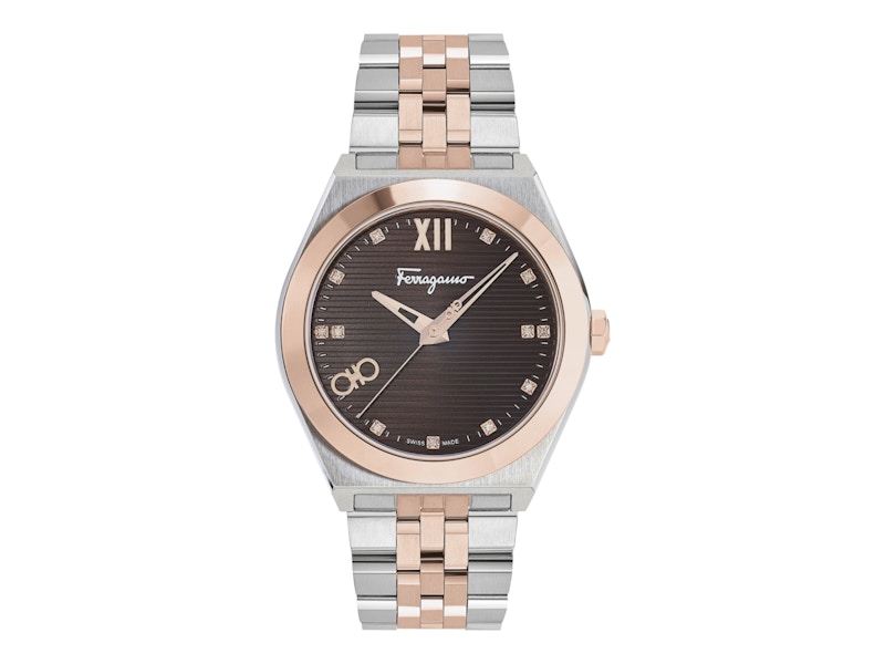Pre-owned Ferragamo Men's Vega New Diamond Sfki00423 Watch In Stainless Steel In Silver