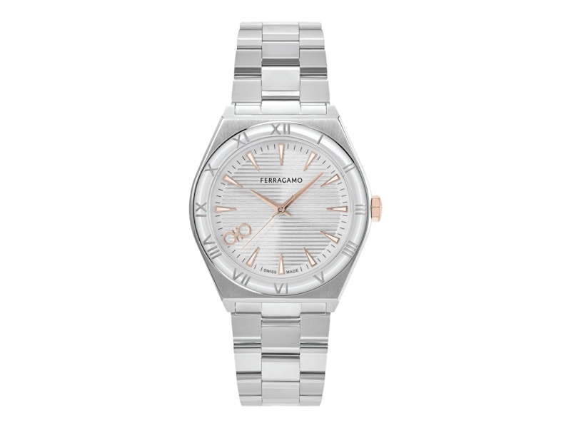 Pre-owned Ferragamo Men's Vega Upper East Sfkv00123 Watch In Stainless Steel In Silver