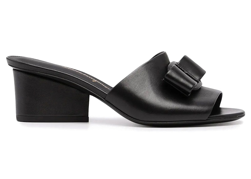 Pre-owned Ferragamo Viva Bow 60mm Mules (women's) Sneakers In Black