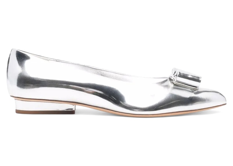 Pre-owned Ferragamo Viva Bow Ballerina Sneakers (women's) Sneakers In Gray