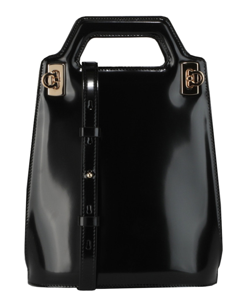 Pre-owned Ferragamo Women's Wanda Mini Leather Shoulder Bag In Black