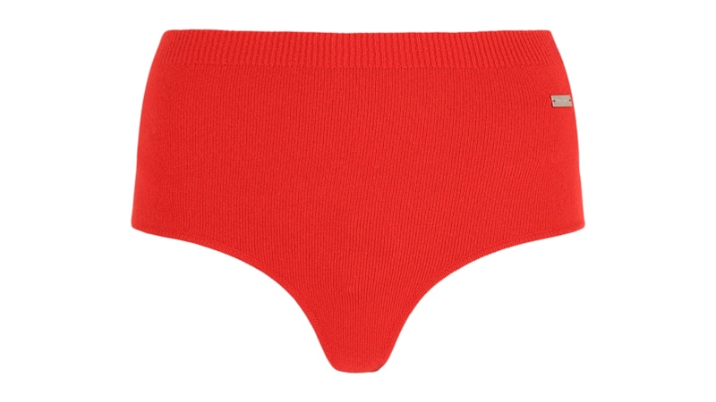 Ferragamo Women's Ribbed Texture High-Waisted Knitted Coulottes Red