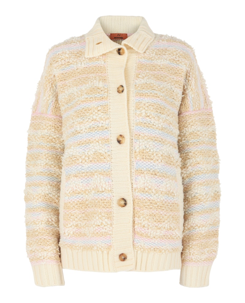 Cardigan polaire Ferragamo en laine mélangée beige multicolore