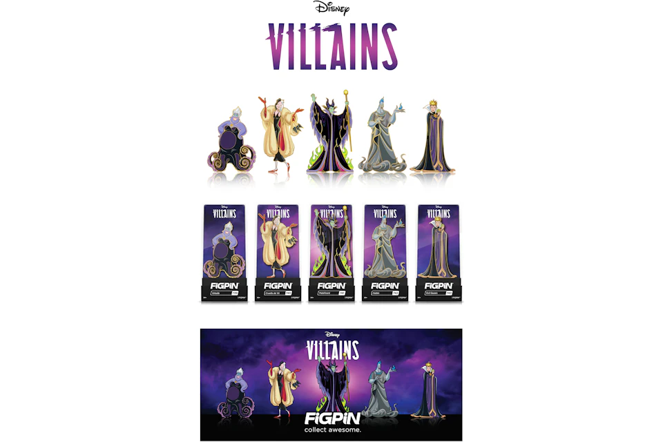 FiGPiN Disney Villains Deluxe Box Set LE Exclusive Set of 5 Pins