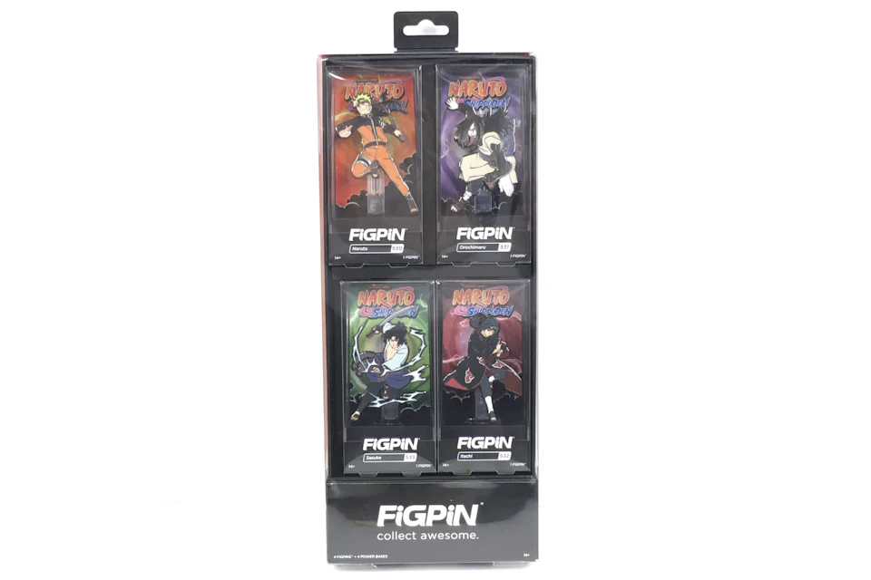 FiGPiN Naruto Shippuden 4 Pack Naruto, Orochimaru, Itachi, Sasuke Set of 4 Pins