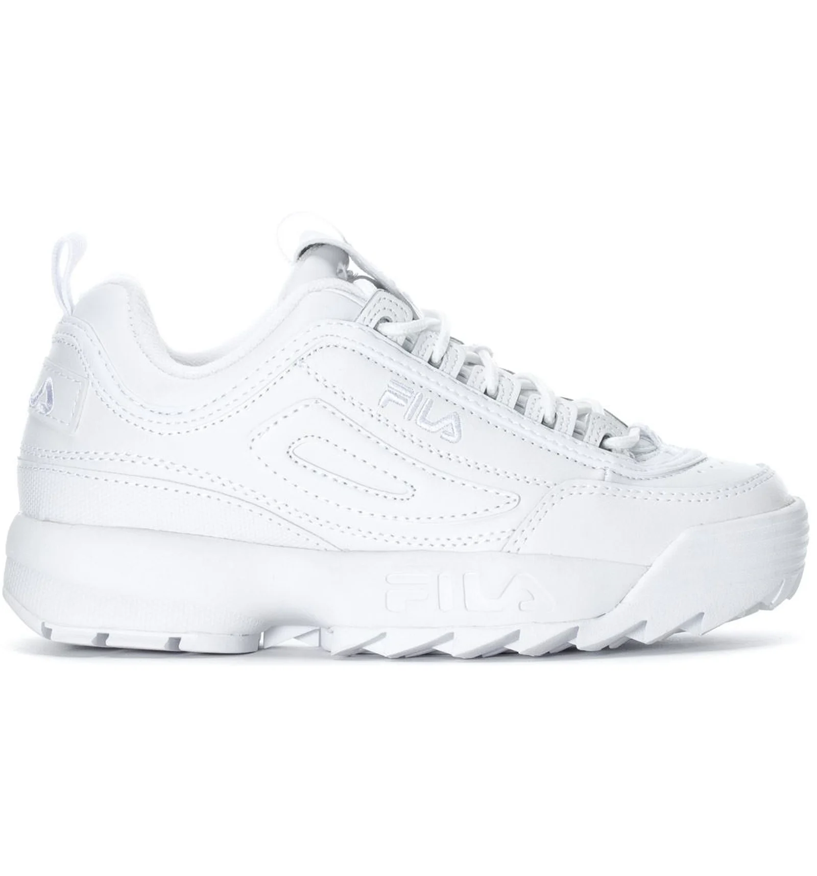 Fila disruptor boot with top fur trim in white