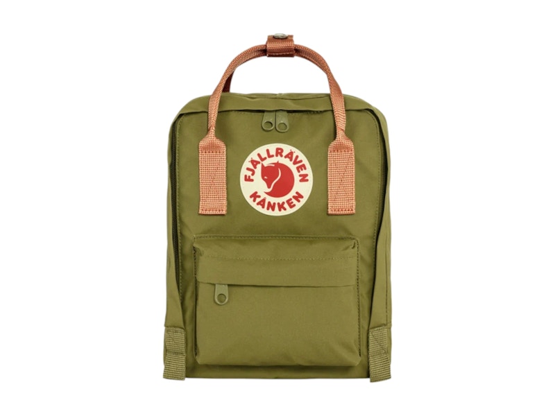 Pre-owned Fjall Raven Kanken Mini U Backpack In Foliage Green/peach Sand In Multi