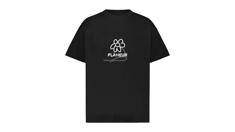 Pre-owned Flâneur Men's Flaneur Flower Stalk T-shirt In Black