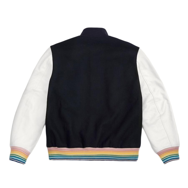 Fragment x Haroshi Border Stripe Rib Award Jacket White - Thumbnail 2
