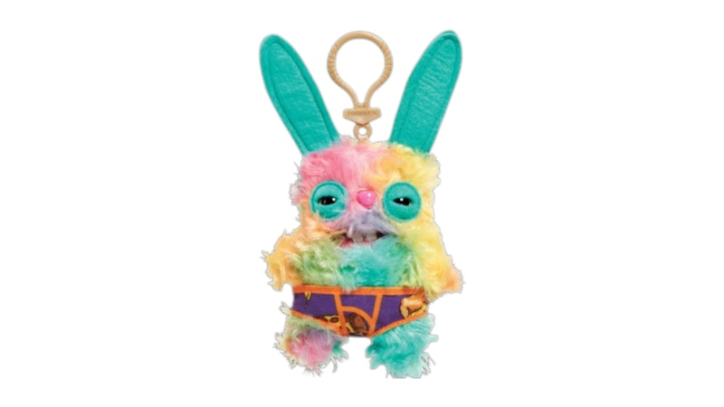 Fuggler Rabbid Rabbit Multi Color Swirl Keyring Plush