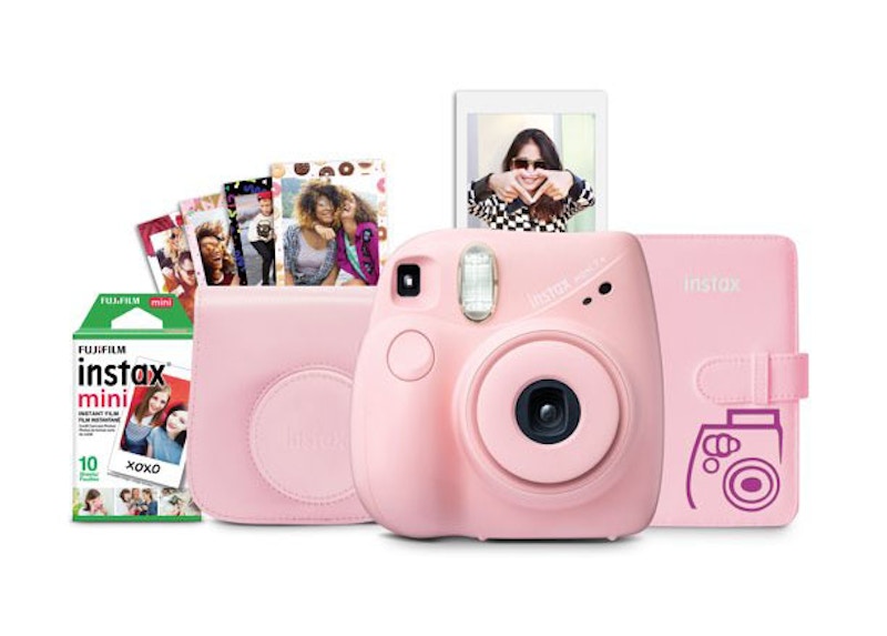 pastel pink polaroid camera